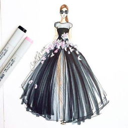 女王风范 婚纱裙装的素描设计与艺术表达